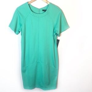 SHARAGANO Side Zip Short Sleeve Sheath Dress